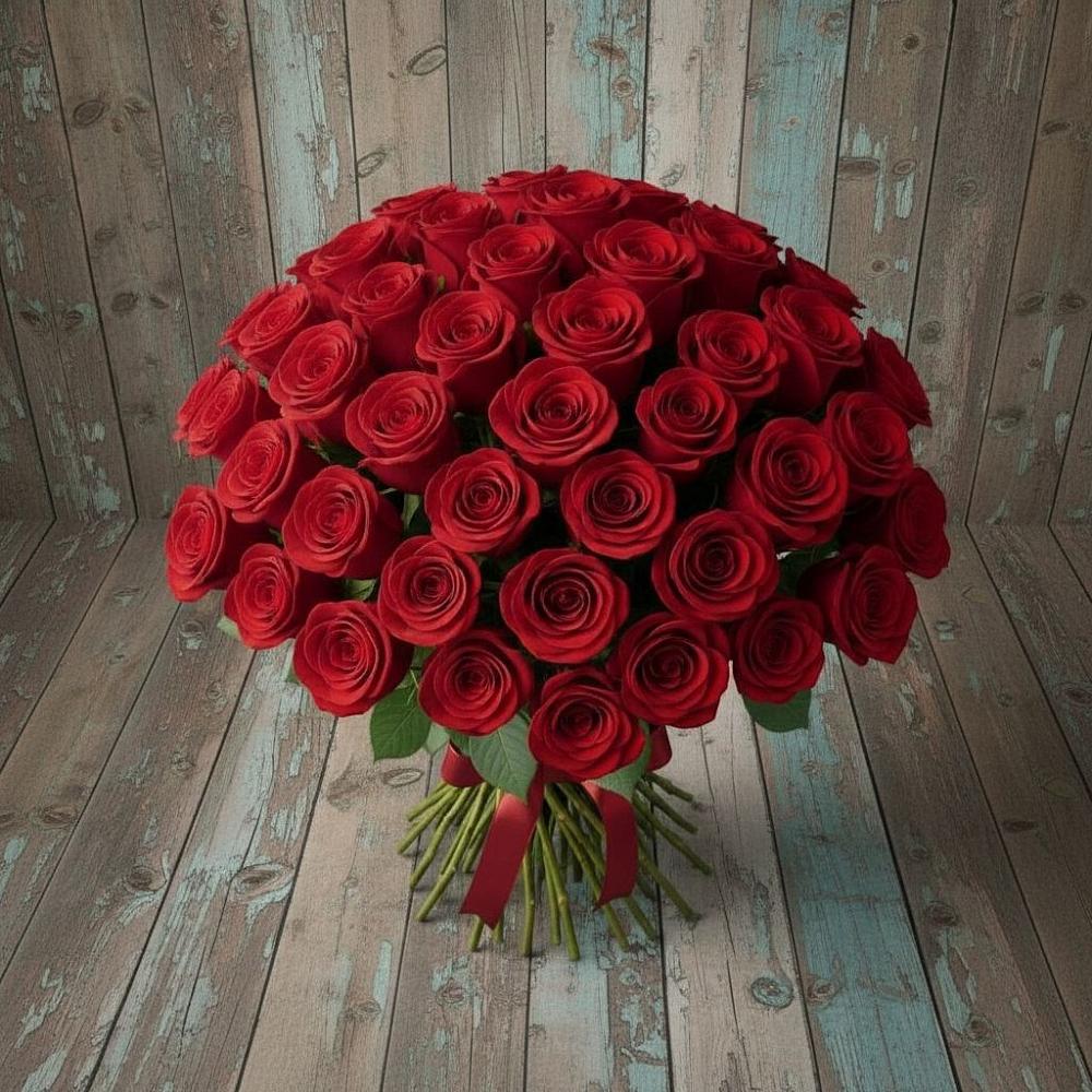 Букет 55 Красных роз Фридом в Нерастанное