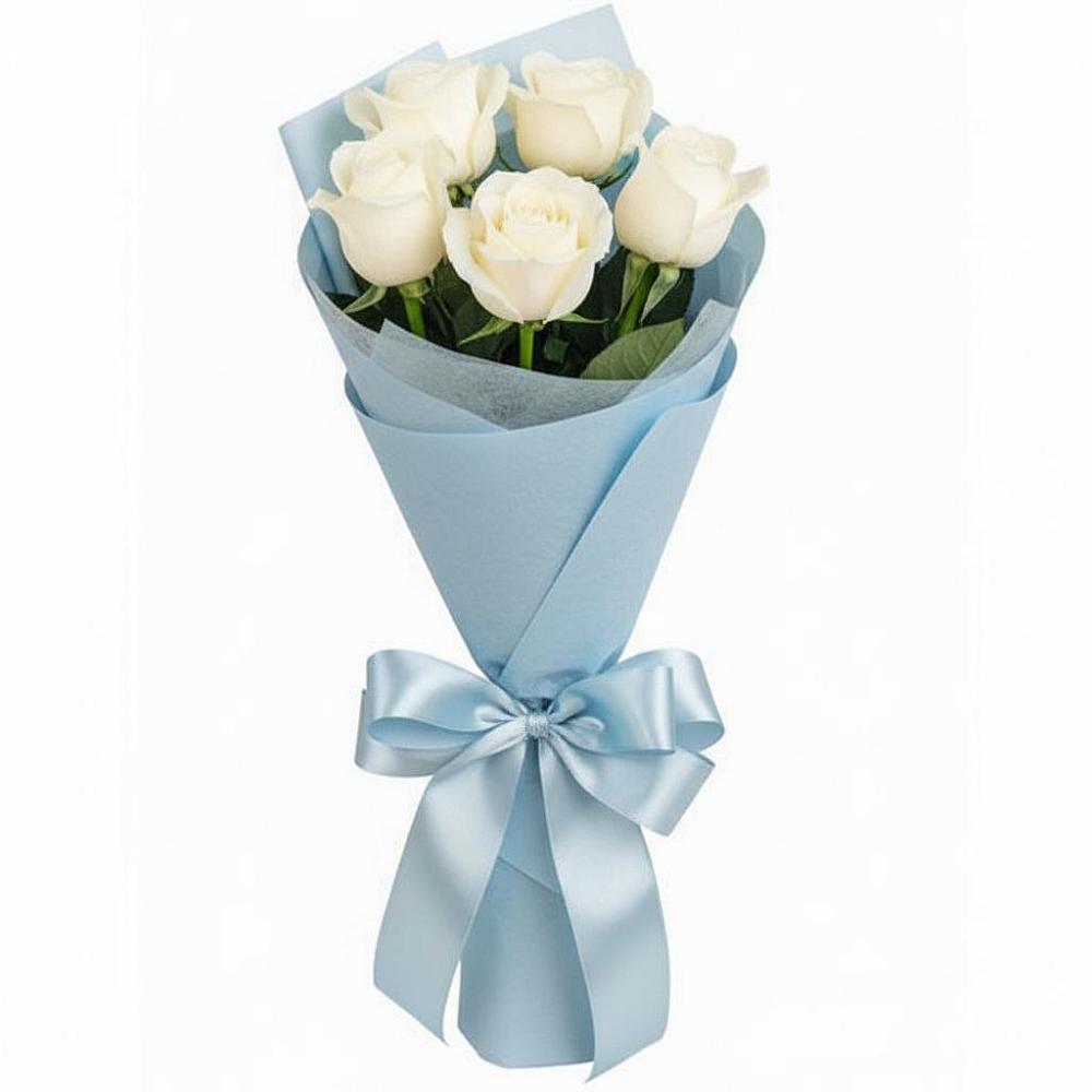 Букет 5 Белых роз Проуд в Нерастанное
