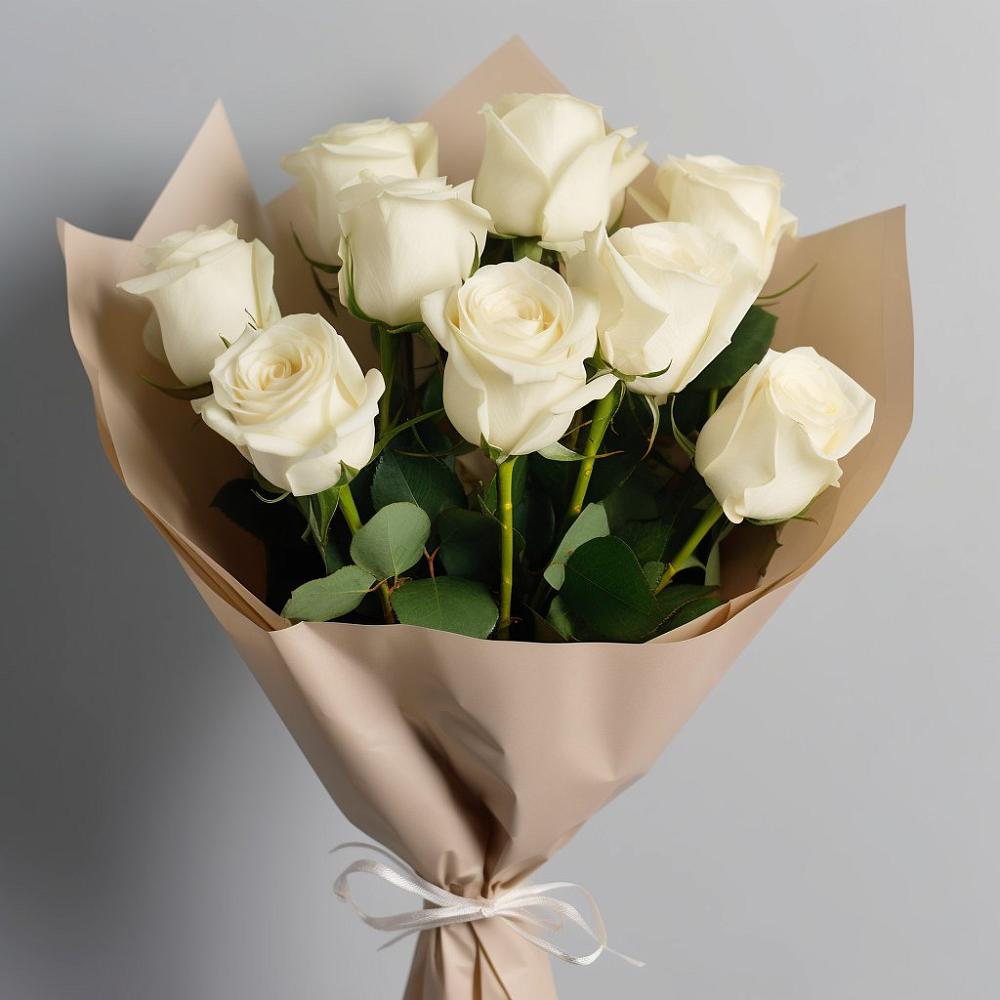 Букет 9 Белых роз Эдлесс Лав в Нерастанное