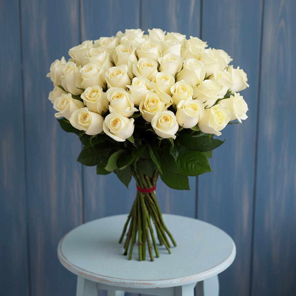 Букет 51 Белая роза Эдлесс Лав в Нерастанное