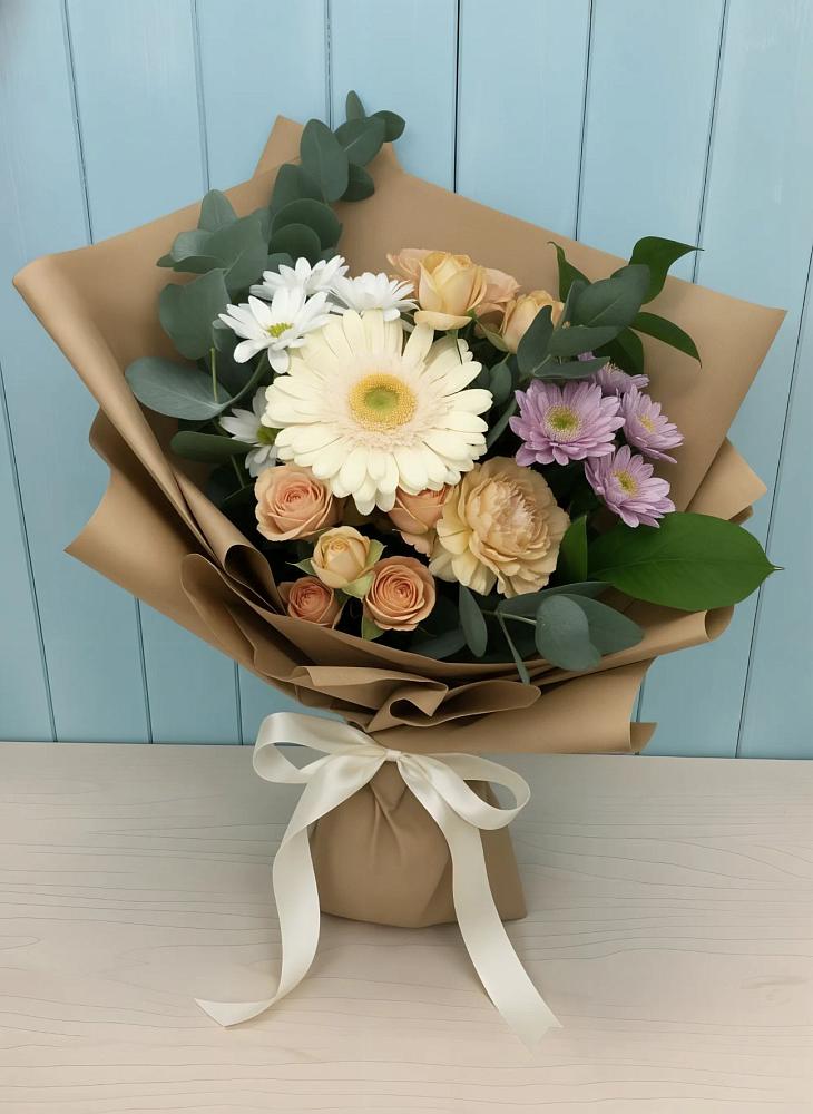 Букет цветов из: Герберы и Хризантемы в Нерастанное