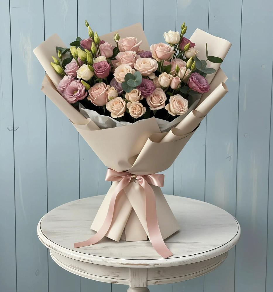 Букет цветов из: Розы и Лизиантусы в Нерастанное