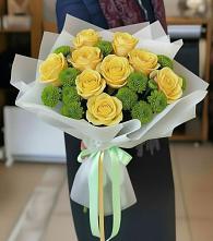 Букет цветов из:  Хризантемы и Розы в Нерастанное