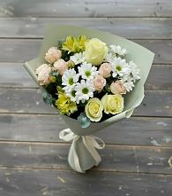 Букет цветов из:  Альстромерии, Розы и Хризантемы в Нерастанное