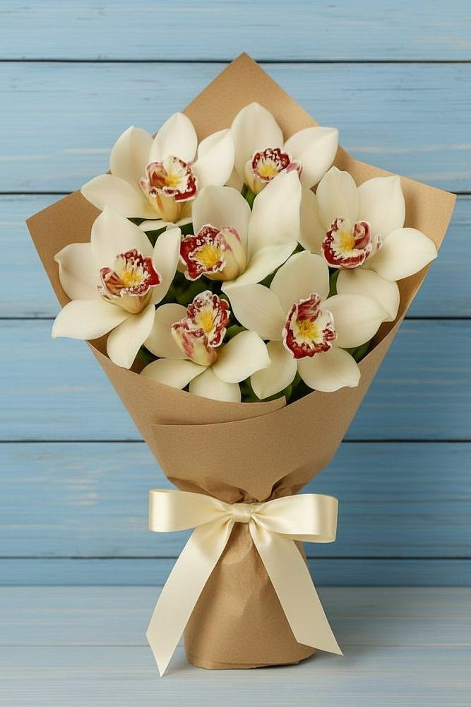 Букет цветов из: Орхидеи и Розы в Нерастанное