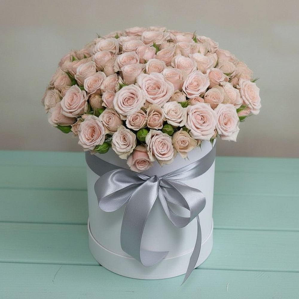 Цветочная композиция из Розы в шляпной коробке в Нерастанное